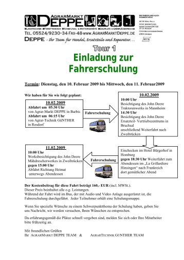 Einladung zur Fahrerschulung - Agrar-Markt DEPPE