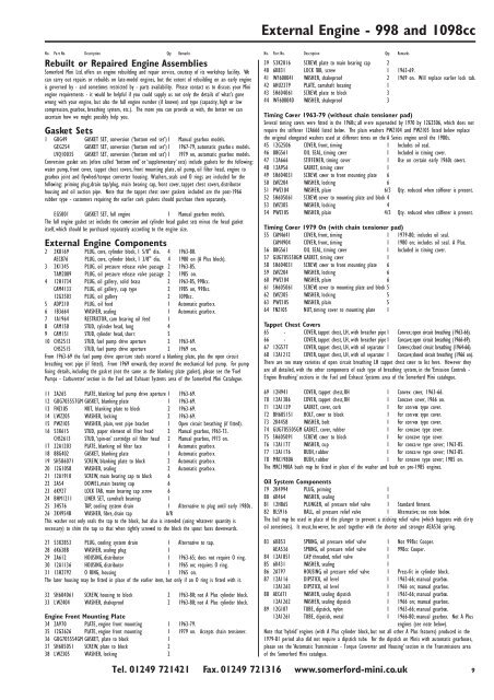 Somerford Mini Ltd. Ordering Parts Using This Catalogue