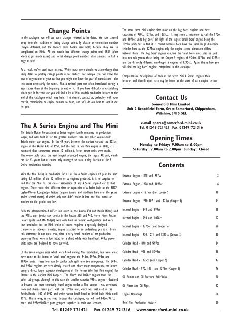 Somerford Mini Ltd. Ordering Parts Using This Catalogue