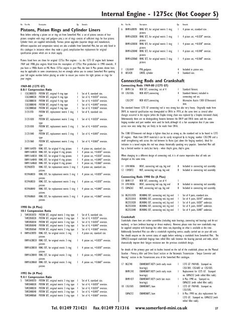 Somerford Mini Ltd. Ordering Parts Using This Catalogue