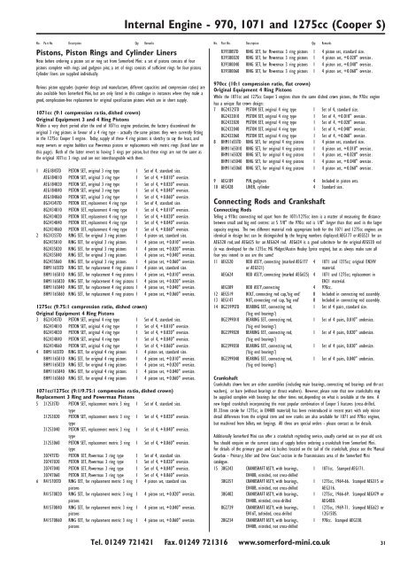 Somerford Mini Ltd. Ordering Parts Using This Catalogue