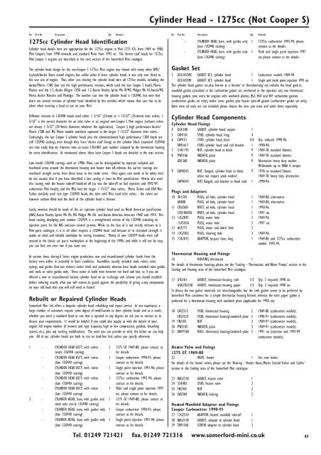 Somerford Mini Ltd. Ordering Parts Using This Catalogue