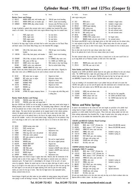 Somerford Mini Ltd. Ordering Parts Using This Catalogue