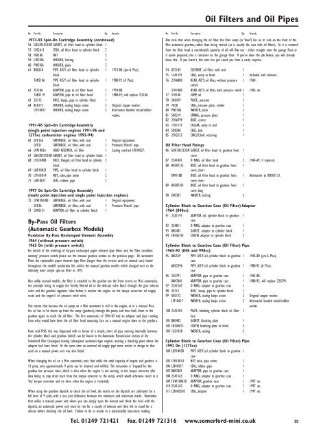 Somerford Mini Ltd. Ordering Parts Using This Catalogue