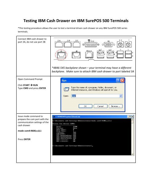 Testing Ibm Cash Drawer On Ibm Surepos 500 Terminals