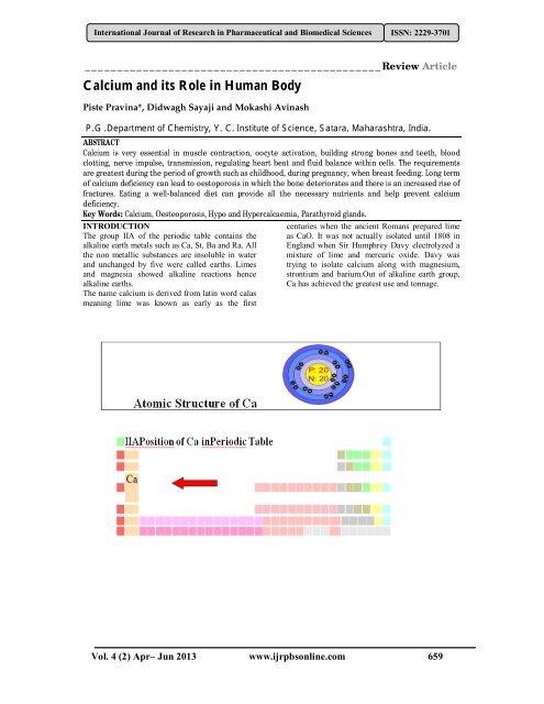 Calcium and its Role in Human Body - International Journal of ...