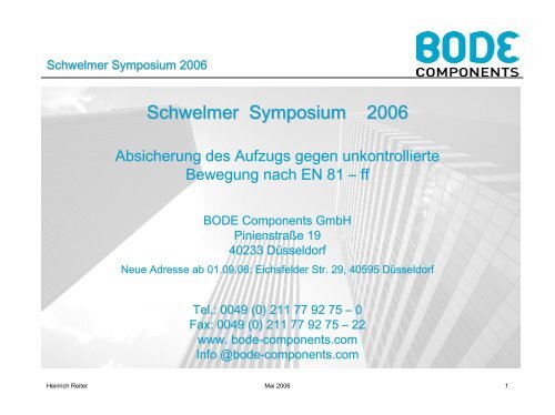Schwelmer Symposium 2006 - Henning GmbH
