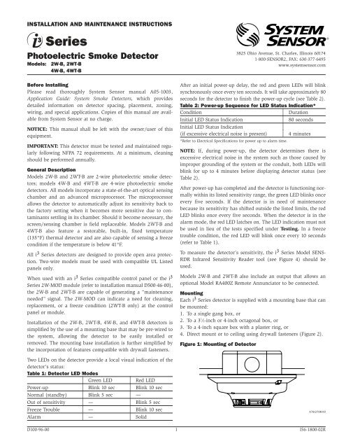 System Sensor i3 Smoke Detector - Wiley Systems