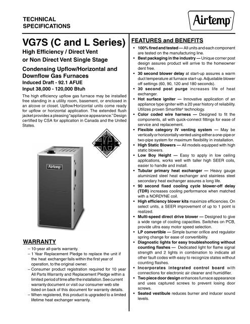 Technical Specifications - Airtemp