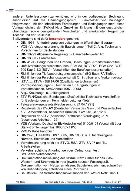 Verlegerichtlinie der SWKiel Netz GmbH - Stadtwerke Kiel - GIS ...