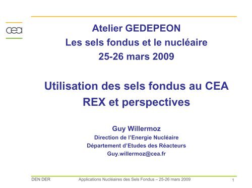 ComitiÃ© coordination CEA-CNRS RSF - gedepeon
