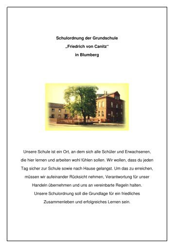 Schulordnung der Grundschule âFriedrich von Canitzâ in Blumberg ...