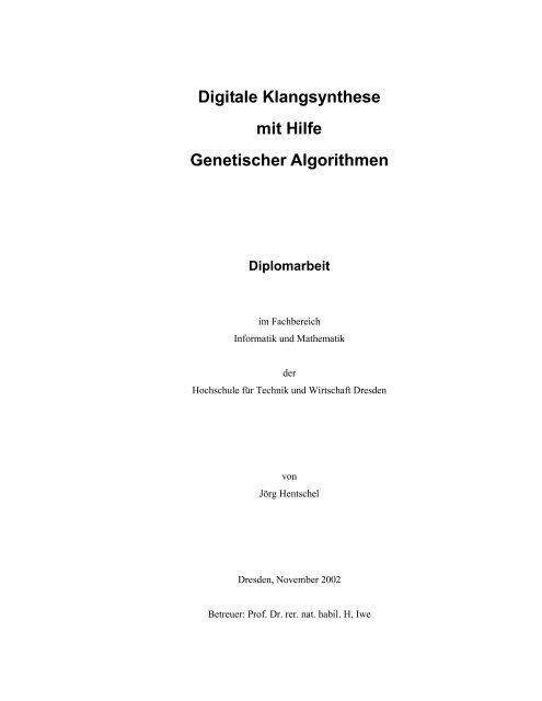 Digitale Klangsynthese mit Hilfe Genetischer Algorithmen