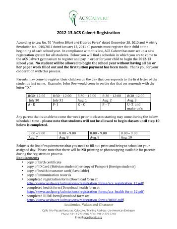 2012-13 registration - American Cooperative School