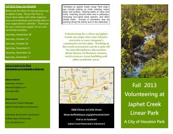 Japhet Creek Brochure (pdf) - Buffalo Bayou Partnership