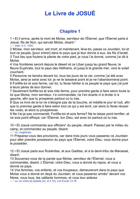 Le Livre de JOSUÃ Chapitre 1 - Laurent Remise