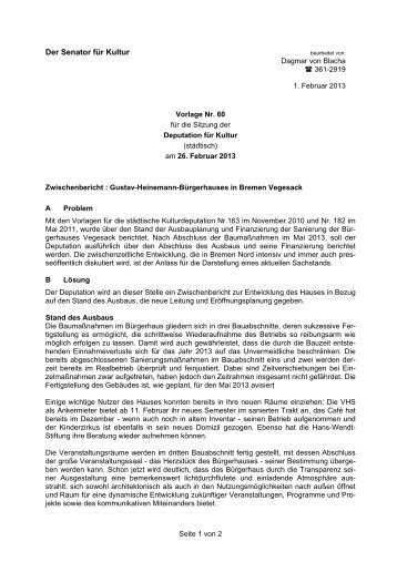 Vorlage 60 - Zwischenbericht zum Gustav-Heinemann-Bürgerhaus