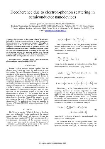 Decoherence due to electron-phonon scattering in ... - Ief