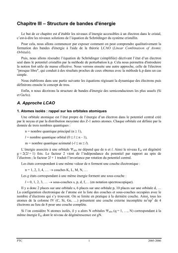 Structure de bandes d'Ã©nergie - Ief