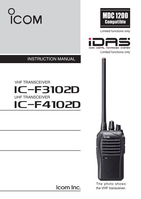 IC-F3102D/F4102D Manual - Icom UK