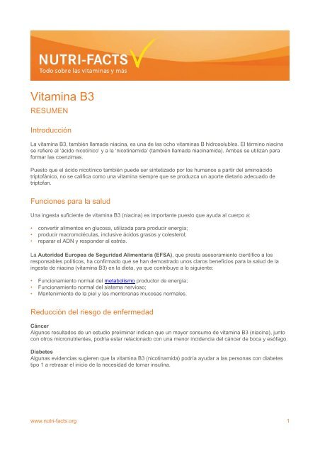 Vitamina B3 - Nutri-Facts.org
