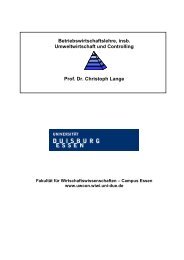 Betriebswirtschaftslehre, insb. Umweltwirtschaft und Controlling Prof ...