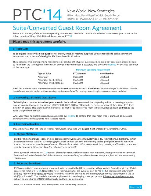 Suite/Converted Guest Room Agreement