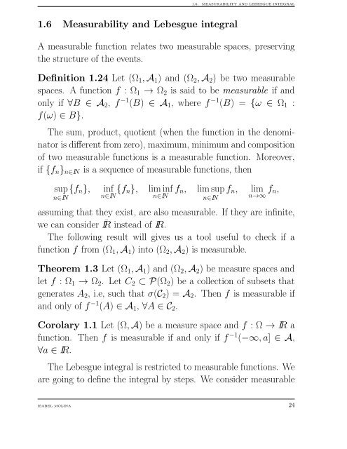 Slides Chapter 1. Measure Theory and Probability