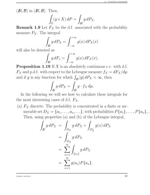 Slides Chapter 1. Measure Theory and Probability