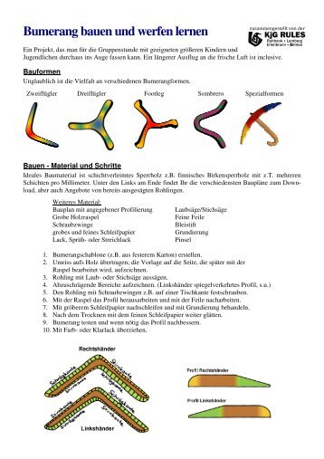 Bumerang bauen und werfen lernen - KjG Rules