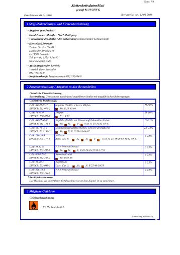 Metaflux 70-47 EG-Sicherheitsdatenblatt