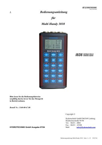 Bedienungsanleitung Multi-Handy 3010 - Hydrotechnik