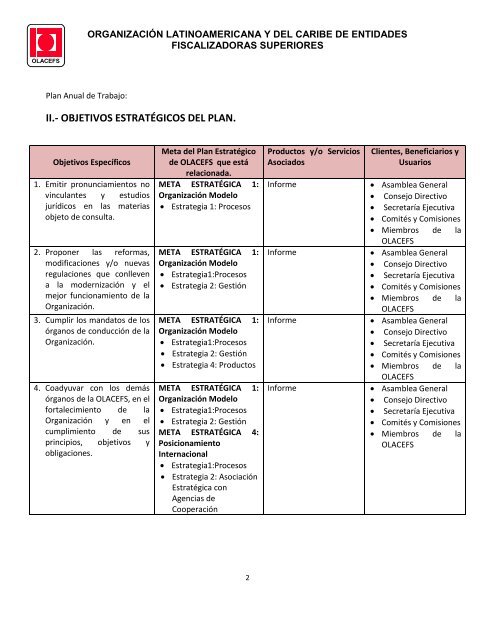 Plan Operativo Anual - POA 2013 - olacefs