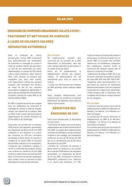 bilan 2010 - DREAL Lorraine - MinistÃ¨re du DÃ©veloppement durable