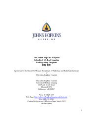 The Johns Hopkins Hospital Schools of Medical Imaging ...