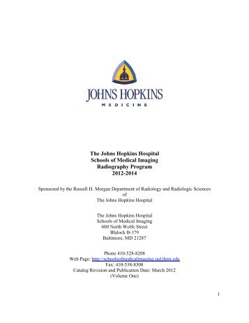 The Johns Hopkins Hospital Schools of Medical Imaging ...