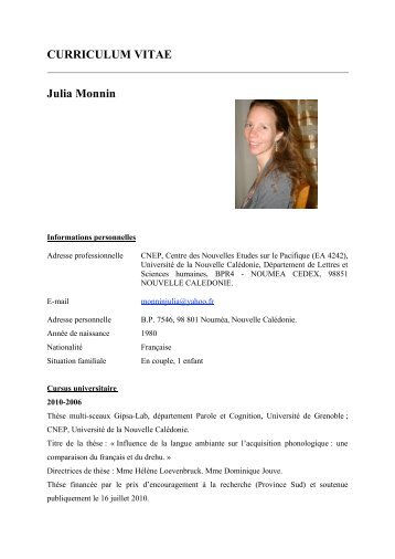 Julia Monnin - Centre des Nouvelles Études sur le Pacifique ...