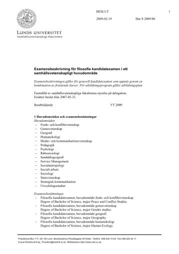 Examensbeskrivning kandidat - Humanekologi Lunds universitet