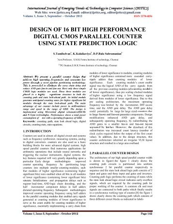 design of 16 bit high performance digital cmos parallel counter using ...