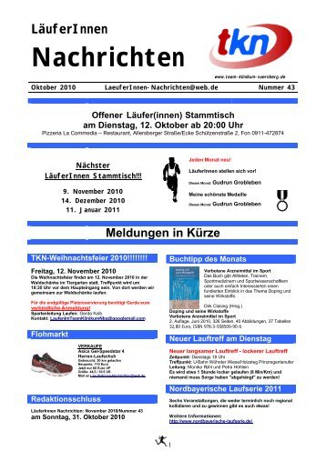 LÃ¤uferInnen Nachrichten Oktober 2010 Ausgabe 43