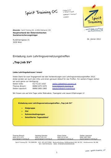 Einladung SV-Lehrlingstreffen 2012 - Hauptverband