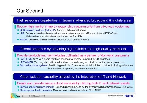 Carrier Network Business Growth Strategy - Nec