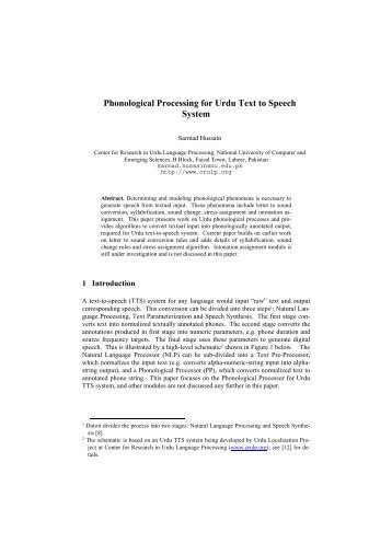 Phonological Processing for Urdu Text to Speech System