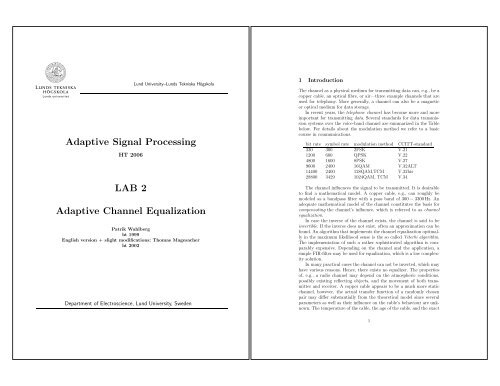 Adaptive Signal Processing LAB 2 Adaptive Channel Equalization