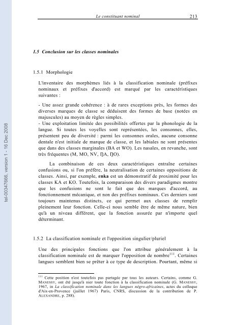 [tel-00347666, v1] Description de la langue bijogo (GuinÃ©e ... - CNRS