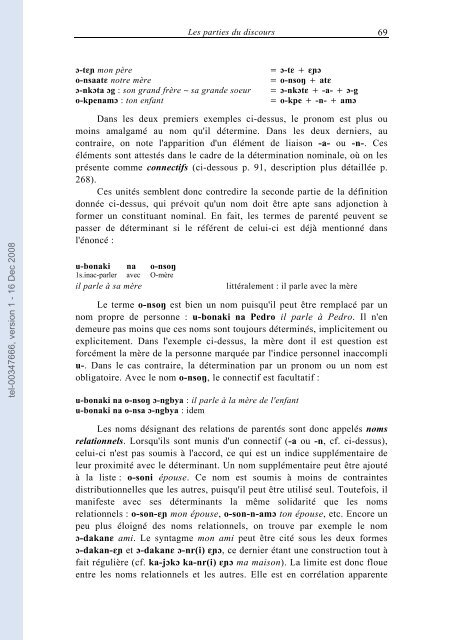 [tel-00347666, v1] Description de la langue bijogo (GuinÃ©e ... - CNRS