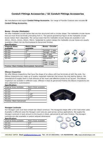 Conduit Fittings Accessories / GI Conduit Fittings ... - Amiable Impex