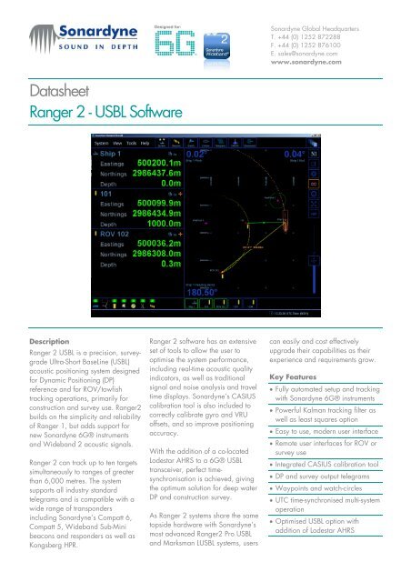 Ranger 2 USBL Specifications - GSE Rentals