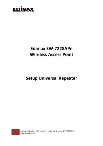 Edimax EW-7228APn Wireless Access Point Setup Universal ...