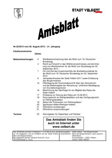 Amtsblatt Nr.20 - Stadt Velbert